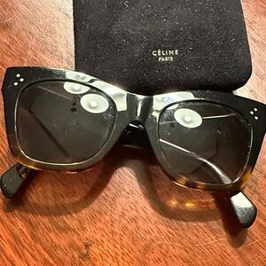 Authentic Celine Black Sunglasses with Silver Detail